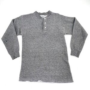 Vintage Windsor Wear Henley Shirt Womens Long Sleeve Made in Canada‎ Gray